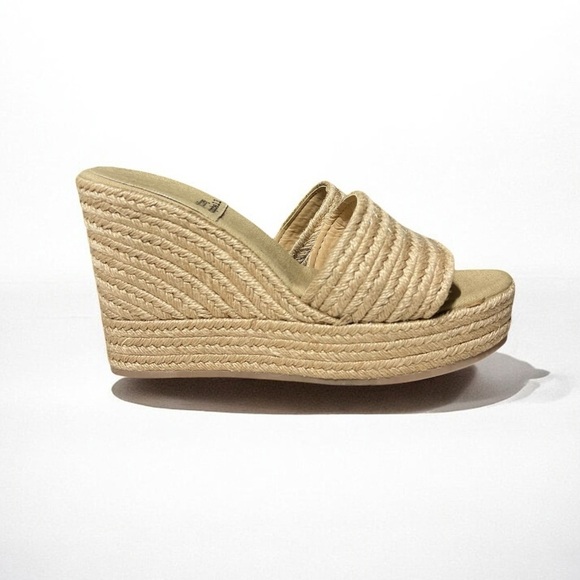 🌻NEW Jeffrey Campbell  Sunlit Raffia Platform Wedge Sandals Size 41 = US 10 - Picture 3 of 8